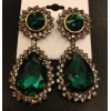 New Fashion Charming European Gold Plated Alloy Rhinestone Green Crystal Drop Pendant Necklace earring set N-2281  E-0279-GR
