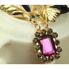 fashion Style Gold Plated Alloy link chain rhinestone insect crystal flower Necklace earring set S-0001