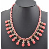 Fashion Style Gold plated Rhinestone  Rope Faux Gem Drop Choker Statement Necklace N-0277