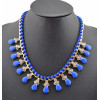 Fashion Style Gold plated Rhinestone  Rope Faux Gem Drop Choker Statement Necklace N-0277