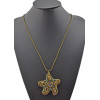 New Charming Korean Vintage Style Gold Plated Alloy Beads Chain Colorful Rhinestone Hollow Out Starfish Pendant Necklace N-3378