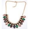 New Arrival Charming Fashion Gold Metal Rhinestone Faux Gem Crystal Drop Choker Necklace N-0263