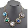 New Arrival European Style Gold Plated Crystal Round Flower Rhinestone  Choker Pendant Necklace N-0056