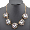 New Arrival European Style Gold Plated Crystal Round Flower Rhinestone  Choker Pendant Necklace N-0056