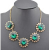 New Arrival European Style Gold Plated Crystal Round Flower Rhinestone  Choker Pendant Necklace N-0056
