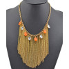 2013 Charming Gold Plated Metal Faux Gem Crystal Drop Tassels Choker Necklace N-1011