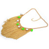 2013 Charming Gold Plated Metal Faux Gem Crystal Drop Tassels Choker Necklace N-1011