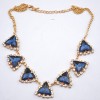 New Arrival Charming Fashion Gold Metal Rhinestone Crystal Triangle Choker Necklace N-0282