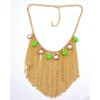 2013 Charming Gold Plated Metal Faux Gem Crystal Drop Tassels Choker Necklace N-1011