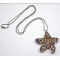 New Charming Korean Vintage Style Gold Plated Alloy Beads Chain Colorful Rhinestone Hollow Out Starfish Pendant Necklace N-3378