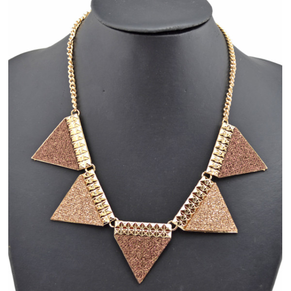 New Arrival Fashion Gold Plated Alloy geometry paillette triangle Choker Necklace N-4751