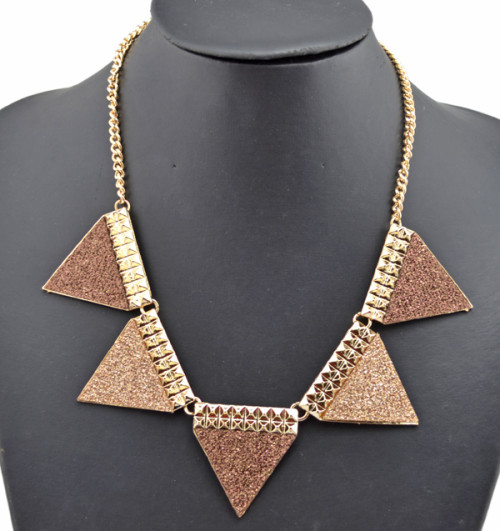 New Arrival Fashion Gold Plated Alloy geometry paillette triangle Choker Necklace N-4751
