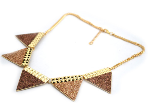 New Arrival Fashion Gold Plated Alloy geometry paillette triangle Choker Necklace N-4751