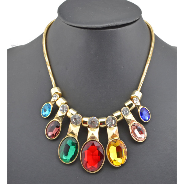 2013 New Arrival Charming Gold Plated Alloy 5Colors Option Crystal Choker Necklace N-0261