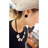 European Fashion Black Beads Cryatal Square  Choker Pendant Necklace N-0272