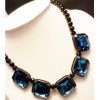 European Fashion Black Beads Cryatal Square  Choker Pendant Necklace N-0272
