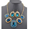 New Arrival Charming Gold Plated Metal Rhinestone Crystal flower Choker Necklace Earring Set 6colors N-0283