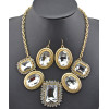 New Arrival Charming Gold Plated Metal Rhinestone Crystal flower Choker Necklace Earring Set 6colors N-0283