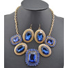 New Arrival Charming Gold Plated Metal Rhinestone Crystal flower Choker Necklace Earring Set 6colors N-0283