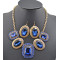 New Arrival Charming Gold Plated Metal Rhinestone Crystal flower Choker Necklace Earring Set 6colors N-0283