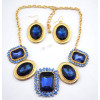 New Arrival Charming Gold Plated Metal Rhinestone Crystal flower Choker Necklace Earring Set 6colors N-0283