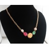 New European Style Fashion Gold Metal Colorful Gem Lion Head Pendant Necklace N-3299