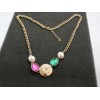 New European Style Fashion Gold Metal Colorful Gem Lion Head Pendant Necklace N-3299