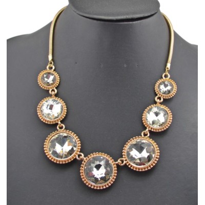 New Charming European Style Gold Plated Alloy Crystal Round Choker Necklace N-0286