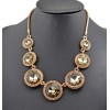 New Charming European Style Gold Plated Alloy Crystal Round Choker Necklace N-0286