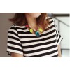 New Fashion Charming European Style Golden Metal Crystal Square Resin Oval Choker Necklace N-4259