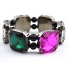 Fashion European Charming Gun Black Metal Square Crystal Bracelet Bangle B-0070