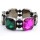 Fashion European Charming Gun Black Metal Square Crystal Bracelet Bangle B-0070