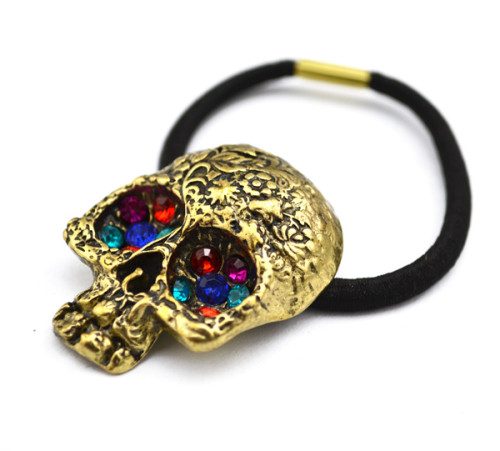 Vintage Style bronze/Silver Alloy colorful rhinestone eye Carving skull  Hair Band F-0077
