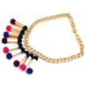 New Fashion  European Style Golden Metal cotton ball cosmetic brush Shape tassels Choker Necklace N-1764