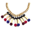 New Fashion  European Style Golden Metal cotton ball cosmetic brush Shape tassels Choker Necklace N-1764