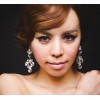 New European Style Silver Plated Clear/Black  Crystal Flower  Earring E-0619