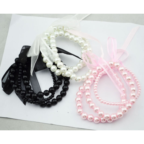 New 3 Colorful Optional 3Pcs set silk Bowknot Bracelet B-0238