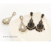 New Fashion European Style Bronze ALloy White Black Drop Ear Stud E-0272