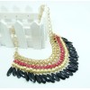 Fashion gold plated Layered  Gems Wood Beads tassels  Bib Chocker Necklaces N-0151