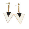 New Enamel Gold Plated Dangle Double Triangle Pendant Ear Stud Earring E-2016
