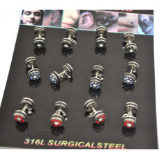I-0051 Wholesale 12PCS Rhinestone Wheel Nipple Tongue Barbells Ear Pricing
