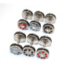 I-0051 Wholesale 12PCS Rhinestone Wheel Nipple Tongue Barbells Ear Pricing