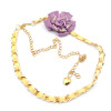 Fashion Charming Gold Metal Rhinestone Purple Flower  Long Waist Chain N-1346
