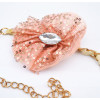 Fashion Charming Gold Metal Crystal Pink Yarn Bowknot  Long Waist Chain N-1347