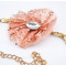 Fashion Charming Gold Metal Crystal Pink Yarn Bowknot  Long Waist Chain N-1347