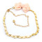 Fashion Charming Gold Metal Silk Pink Bowknot  Long Waist Chain N-1348