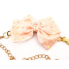 Fashion Charming Gold Metal Silk Pink Bowknot  Long Waist Chain N-1348