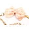 Fashion Charming Gold Metal Silk Pink Bowknot  Long Waist Chain N-1348