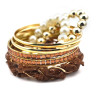 Fashion European gold plated metal lace pearl beads Bracelet Bangle set B-0276