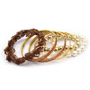 Fashion European gold plated metal lace pearl beads Bracelet Bangle set B-0276